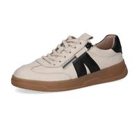 CAPRICE Women's Low-top Leather Sneakers with Zipper, Multicolor (Offwhite/Black), 7.5 UK