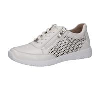 CAPRICE women's low-top leather sneakers with zipper, White (White Nappa), 3.5 UK