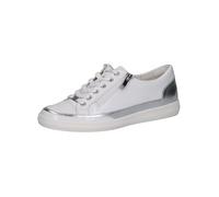 CAPRICE Women's Low-top Leather Sneakers with Zipper, White (White/Silver), 6 UK