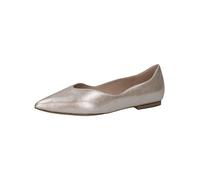 CAPRICE Women's Pointed Leather Ballet Flats, Beige (Taupe Metallic), 5 UK