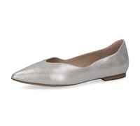 CAPRICE Women's Pointed Leather Ballet Flats, Silver (Silver Metal.), 5 UK