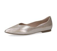 CAPRICE Women's Pointed Leather Ballet Flats, Taupe Metallic, 7 UK