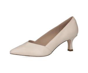 CAPRICE Women's Pointed Leather Pumps, Cream (Cream Perlato), 7.5 UK