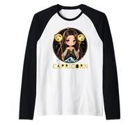 Capricorn Anime Zodiac Sign Raglan Baseball Tee