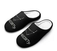 Capricorn Constellation Slippers Women Winter Warm Cotton Hotel Slippers Anti-Slip Indoor Slip-Ons House Shoes 11-12（42-43）