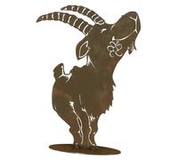 Capricorn Large, H 53 CM on Plate, Metal With Patina, Garden Decoration Figure