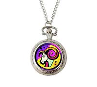 Capricorn Pop Art Zodiac Pocket Watch - Colourful Horoscope Gift for Men, Silver Chain & Gift Box - Fun Astrology Present for Capricorn Birthdays or Christmas