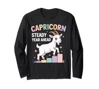 Capricorn Steady Year Ahead Zodiac Goat Steps Art Long Sleeve T-Shirt