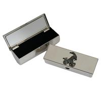 Capricorn The Goat Metal Lipstick Case with Mirror Silver Personalised Engraving Gift 63