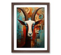 Capricorn Zodiac Abstract Framed Wall Art Print, Ready to Hang Picture for Living Room Bedroom Home Office, Walnut A2 (48 x 66 cm)