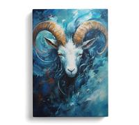Capricorn Zodiac Action Painting Canvas Print for Living Room Bedroom Home Office Décor, Wall Art Picture Ready to Hang, 30x20 Inch (76x50 cm)