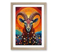 Capricorn Zodiac Colour Field Framed Wall Art Print, Ready to Hang Picture for Living Room Bedroom Home Office, Oak A2 (48 x 66 cm)