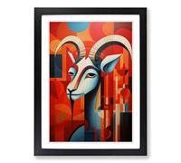 Capricorn Zodiac Constructivism Framed Wall Art Print, Ready to Hang Picture for Living Room Bedroom Home Office, Black A2 (48 x 66 cm)