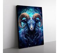 Capricorn Zodiac Digital Art Canvas Print for Living Room Bedroom Home Office Décor, Wall Art Picture Ready to Hang, 76x50 cm (30x20 Inch)