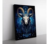 Capricorn Zodiac Geometric Art Canvas Print for Living Room Bedroom Home Office Décor, Wall Art Picture Ready to Hang, 76x50 cm (30x20 Inch)