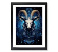 Capricorn Zodiac Geometric Framed Wall Art Print, Ready to Hang Picture for Living Room Bedroom Home Office, Black A2 (48 x 66 cm)