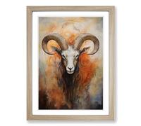 Capricorn Zodiac Gestural No.2 Framed Wall Art Print, Ready to Hang Picture for Living Room Bedroom Home Office, Oak A2 (48 x 66 cm)