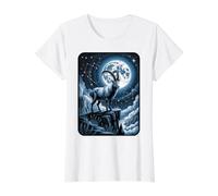 Capricorn Zodiac Goat Full Moon Constellation Horoscope Value Graphic T-Shirt, Women, White, M