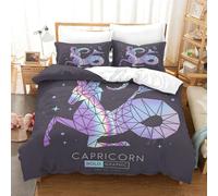 Capricorn Zodiac Sign Comforter Covers for Boys Girls Quilt Cover 3D Printed Constellation Galaxy Celestial Duvet Cover Soft with Pillow Cases Bedding Set with Zipper Closure 3pcs Double（200x200cm）