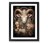 Capricorn Zodiac Victorian Framed Wall Art Print, Ready to Hang Picture for Living Room Bedroom Home Office, Black A2 (48 x 66 cm)