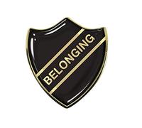 Capricornone Belonging Gel Domed Black School Shield Badge