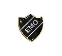 Capricornone Emo Gel Domed School Shield Badge (Silver Text)