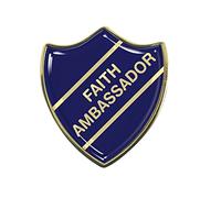 Capricornone Faith Ambassador Gel Domed Blue School Shield Badge