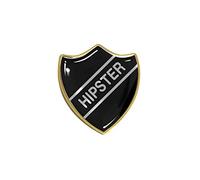 Capricornone Hipster Gel Domed Black School Shield Badge (Silver Text)