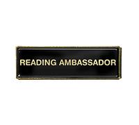 Capricornone Reading Ambassador Pack of Ten Rectangle School Badges (Black)