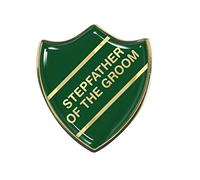 Capricornone Stepfather of The Groom Gel Domed School Shield Wedding Badge Green
