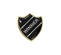 Capricornone Winner Gel Domed School Shield Badge (Silver Text)