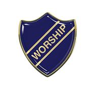 Capricornone Worship Gel Domed Blue School Shield Badge