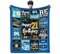 CAPRIFIC 21st Birthday Gifts for Men Blanket 150x130cm, 21st Brother Gifts for Him, Boyfriend Birthday Decorations
