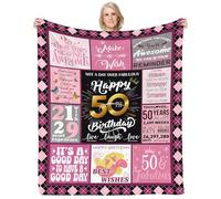 CAPRIFIC 50th Birthday Gift for Women - Flannel Blanket, 150x130CM, Unique Present for Mum, Nan, Wife, Auntie