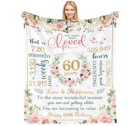 CAPRIFIC 60th Birthday Gifts For Women, 60th Birthday Decorations, Soft Flannel Birthday Blanket, 60th Birthday Gift for Her, Mom, Wife, Grandma, Sister, Friend（50 * 60inch）