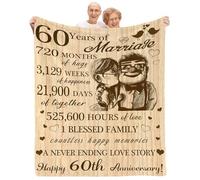CAPRIFIC 60th Wedding Blanket for Couple,Diamond Wedding for Parents From Daughter and Son,the Soft Blanket is a Best Gift
