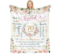 CAPRIFIC 70th Birthday Gifts For Women, 70th Birthday Decorations, Soft Flannel Birthday Blanket, 70th Birthday Gift for Her, Grandma, Wife, Sister, Friend（50 * 60inch）