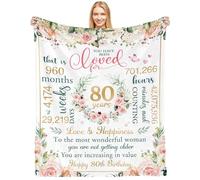 CAPRIFIC 80th Birthday Gift for Women - Soft Flannel Birthday Blanket, Grandma, Wife, Sister, Friend (50 * 60 inch)