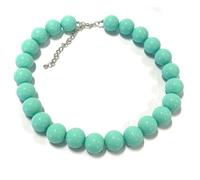 Caprilite 18mm Large Big Giant Faux Pearl Bead Statement Necklace Choker - Turquoise Blue