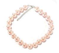 Caprilite 18mm Large Big Giant Faux Pearl Bead Statement Necklace Choker Vintage - Blush Pink