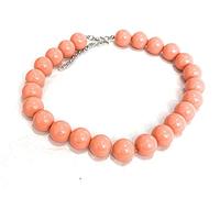 Caprilite 18mm Large Big Giant Faux Pearl Bead Statement Necklace Choker Vintage - Coral Pink