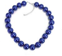 Caprilite 18mm Large Big Giant Faux Pearl Bead Statement Necklace Choker Vintage - Royal Blue