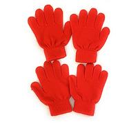 Caprilite 2 Pairs of Kids Children's Magic Primary School Gloves Winter Warm Stretchy Glove UK (Red)