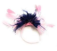 Caprilite Baby Pink and Navy Blue Feather Hair Fascinator Headband Wedding and Royal Ascot Races Ladies