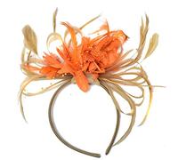 Caprilite Champagne Gold Beige Camel and Orange Fascinator on Headband Alice Band UK Wedding Ascot Races Derby
