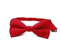 Caprilite Classic Mens Womens Clip-On Banded Bow Tie Pre Tied Plain Dickie Bowtie (Red)