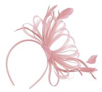 Caprilite Dusty Pink Fascinator Headband Large Wedding Ascot Races Net Hat Feathers
