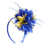 Caprilite Electric Royal Blue and Gold Fascinator on Headband for Ascot Weddings