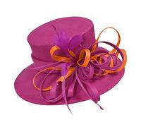 Caprilite Fuchsia Hot Pink and Burnt Orange Large Queen Brim Hat Occasion Hatinator Fascinator Weddings Formal