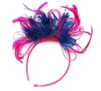 Caprilite Fuchsia Hot Pink and Royal Blue Feather Hair Fascinator Headband Wedding and Royal Ascot Races Ladies